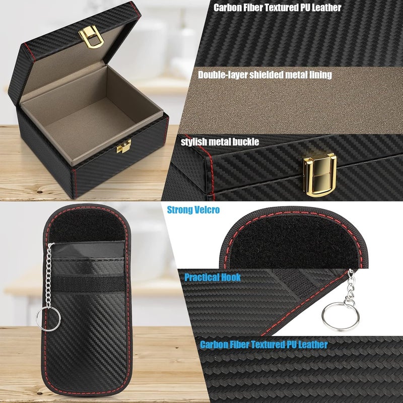 Diyife Car Key Signal Blocker Box, [5-7 Keys Capacity] 12.5 x 10.2 x 5.5cm Faraday Box for Car Keys with 2 Pack Faraday Pouch, Anti-Theft Key Fob Protector RFID Signal Blocking Cage - Image 4
